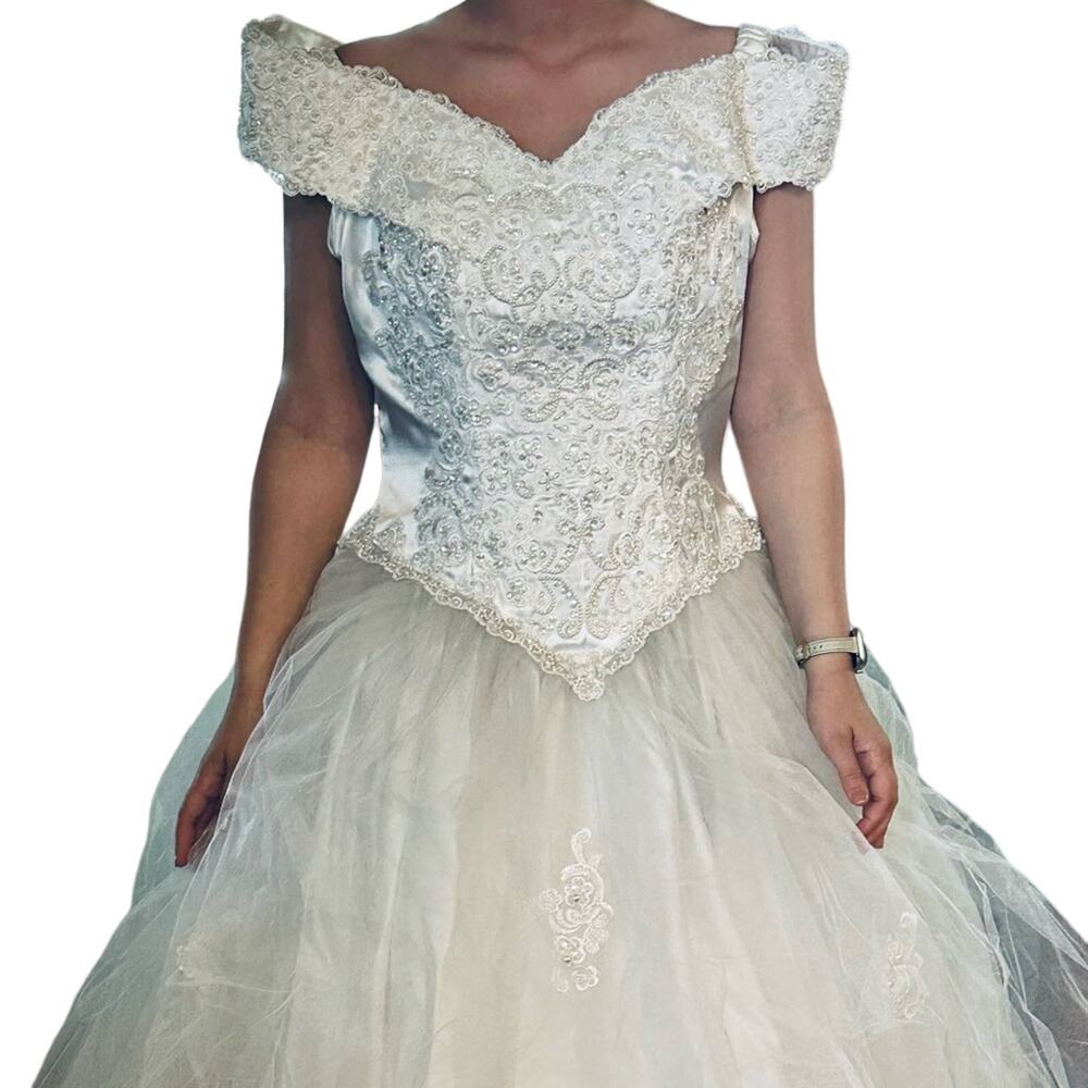 Illustra Bridal Designs White Off Shoulder Wedding Gown Dress